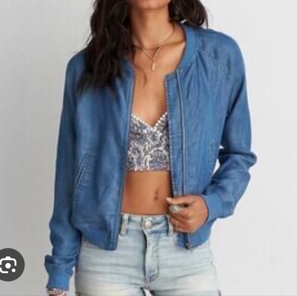 AMERICAN EAGLE I M Lyocell Bomber Jacket I blue